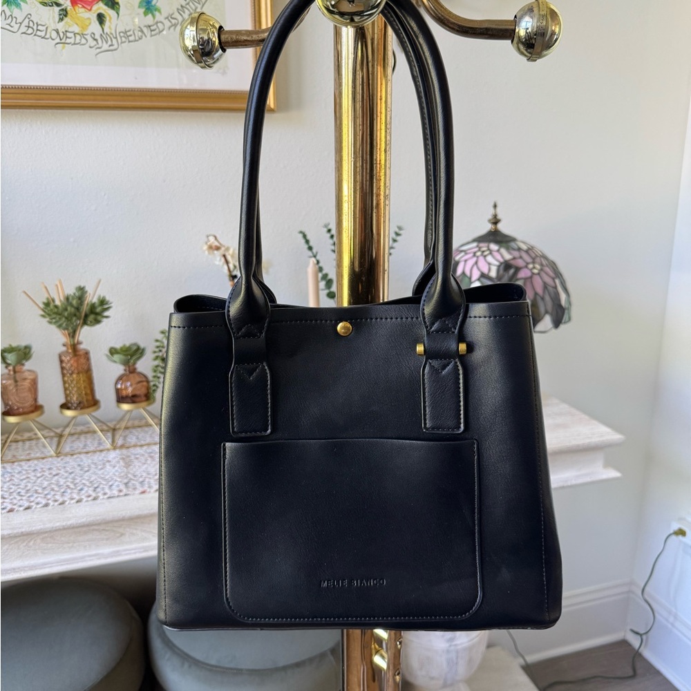 Melie Bianco Isabella Vegan Leather Shoulder Bag in Black